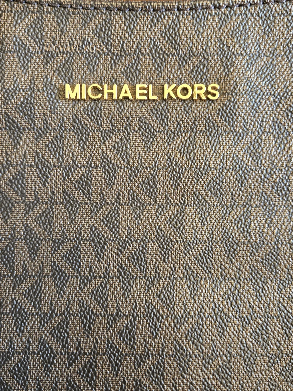 Michael Kors Brown Monogram Crossbody with Gold Hardware